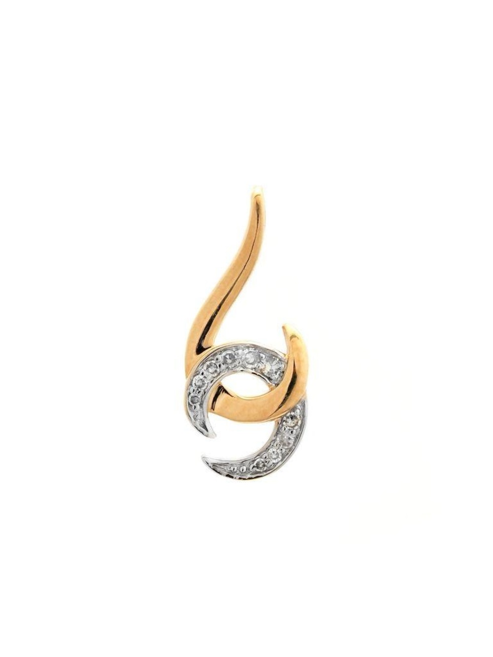 14K Real Solid Yellow Gold Natural Diamond Pendant 0.06 ctw 7×17mm